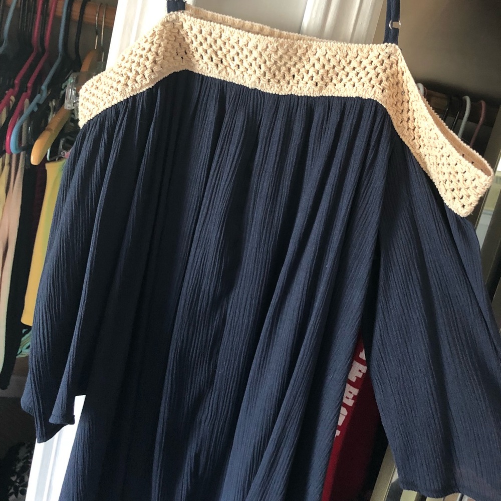 Francescas navy blue off the shoulder top
